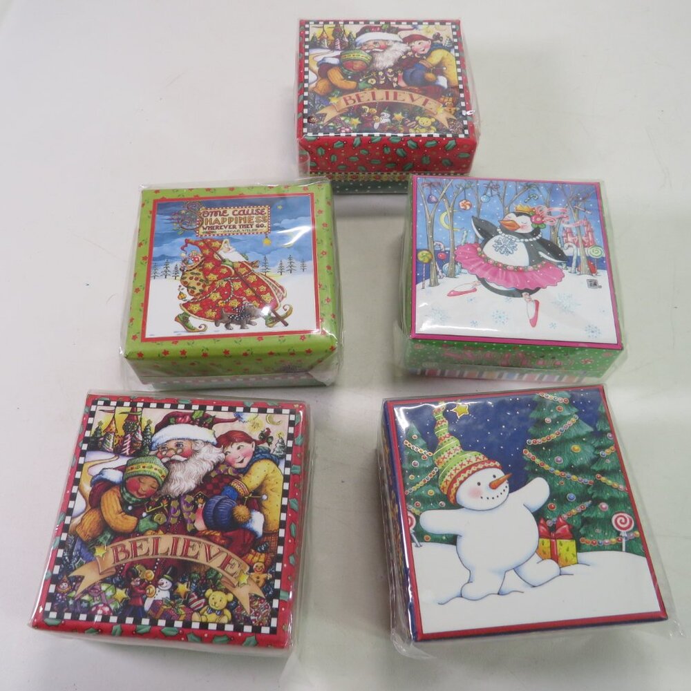 Mary Engelbreit (6) Christmas Boxes with gold foil accents by Pooch & Sweetheart